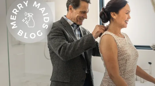 Man and woman dressed up